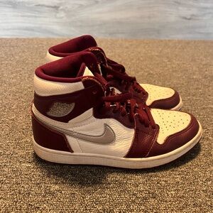 Burgundy and White High-Top Sneakers